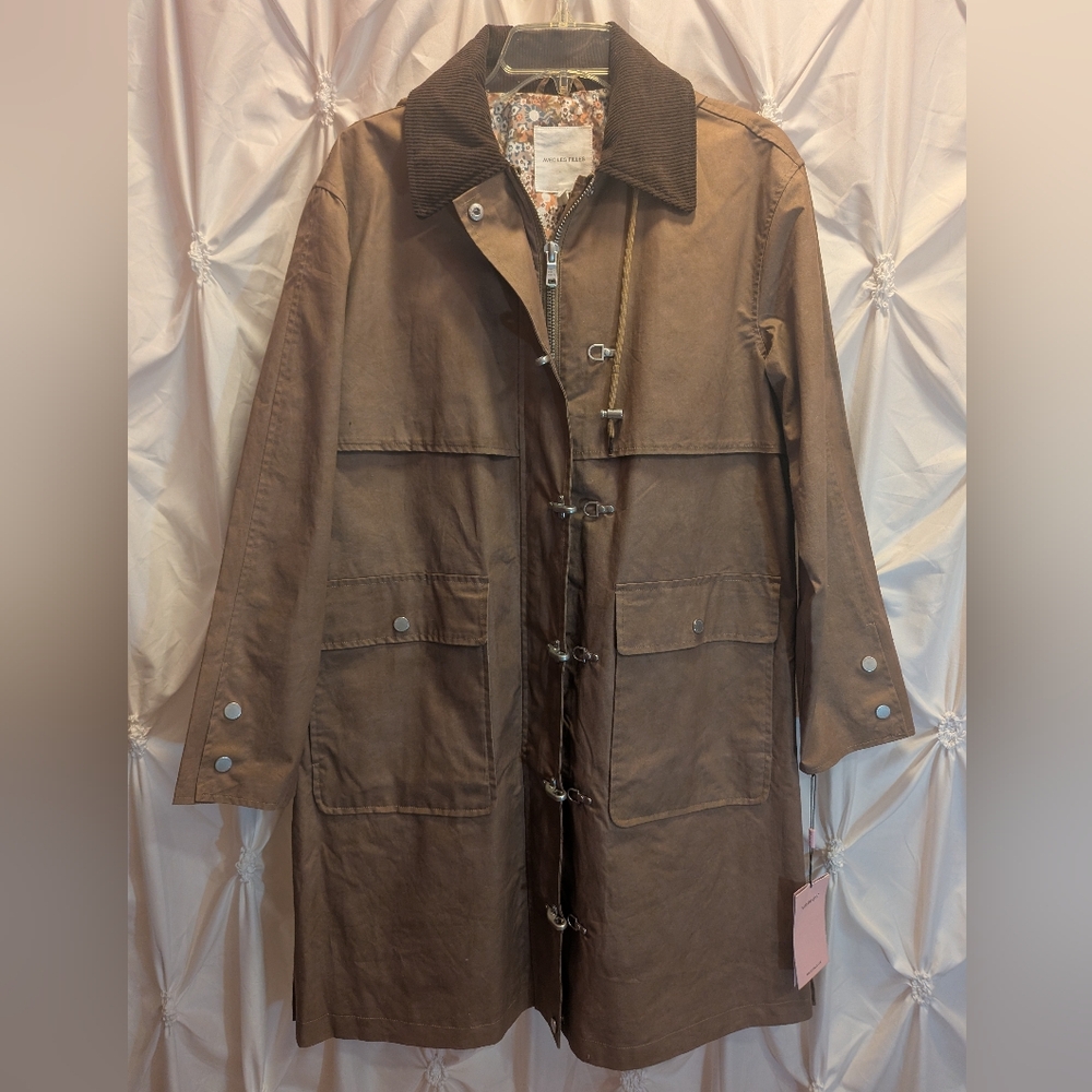 Avec Les Filles Brown Suede Jacket With Hood Women's Coat Small